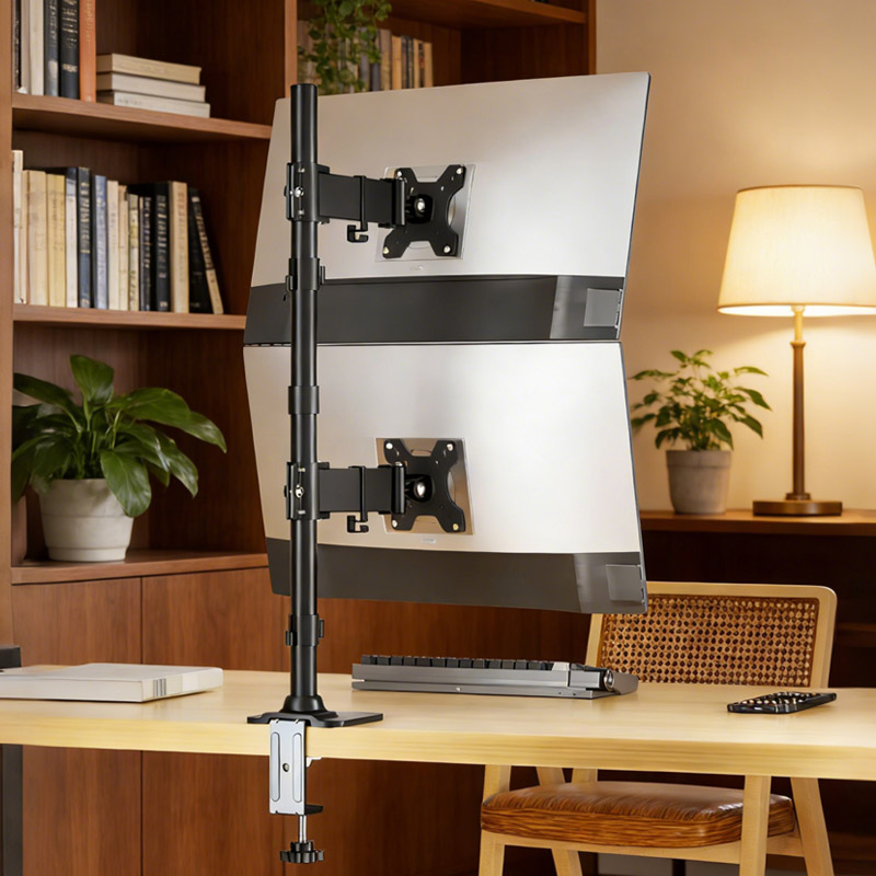 Dual Monitor Arm - Vertical Dual Screen Monitor Mount Arm