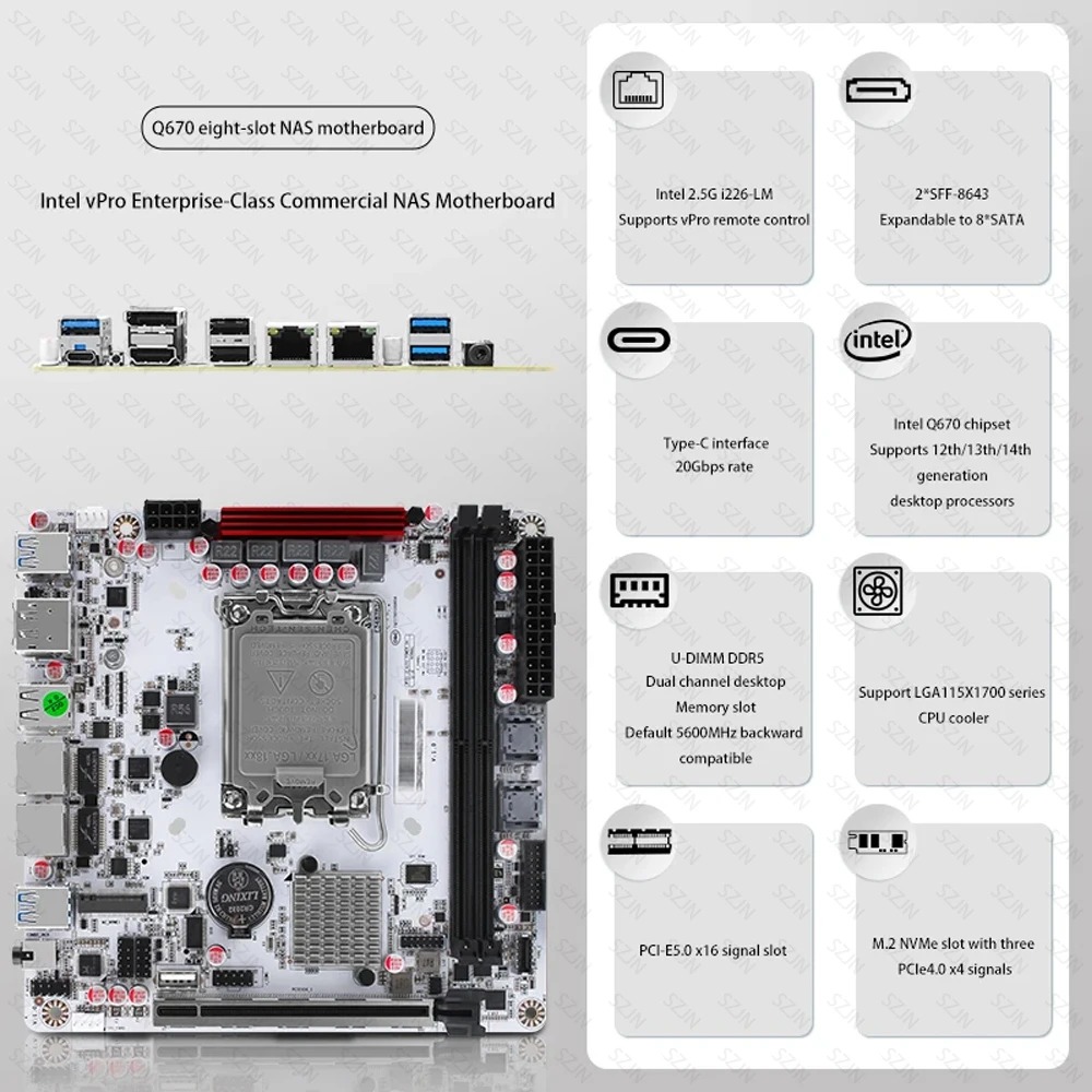 Q670 ITX NAS Motherboard Kit,  - Pc Gaming I7 14Th Gen 评论和价格