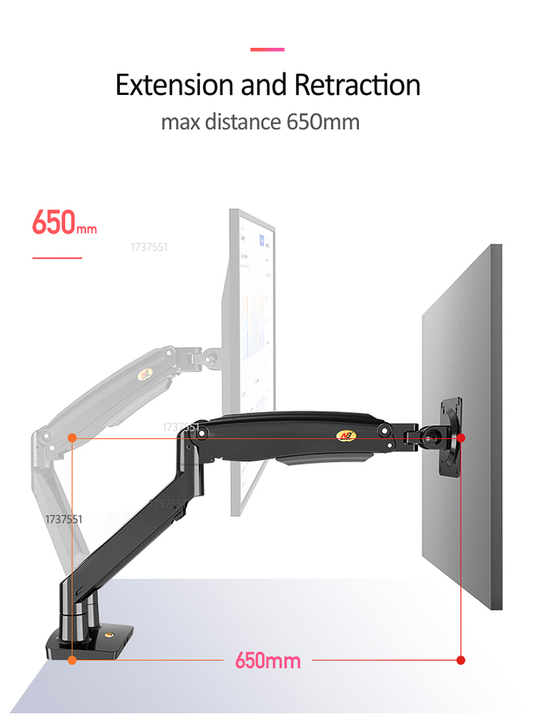 NB F195A Aluminum Gas Spring A - Dual Monitor Arm 评论和价格