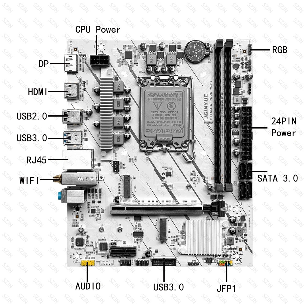 JGINYUE H610M Mainboard LGA170 - Pc Gaming I7 14Th Gen 评论和价格